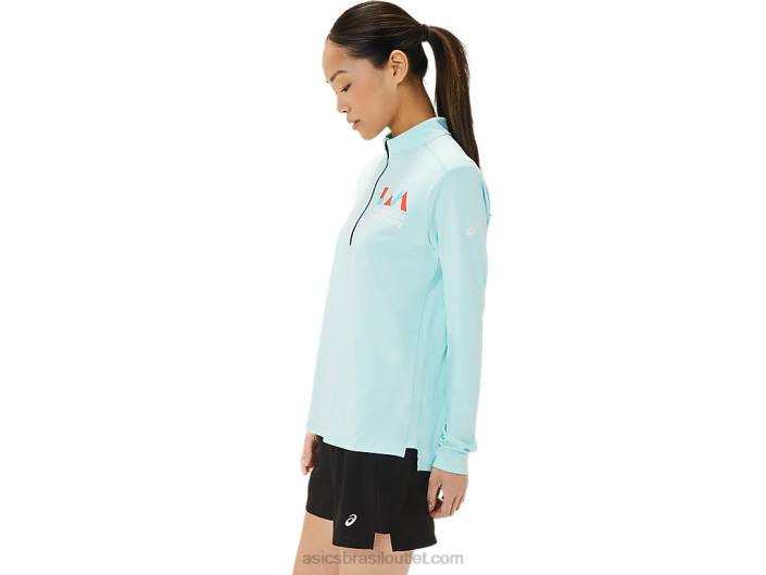 meia zip lam pronta para mulher 462T3307 azul claro/azul francês Asics