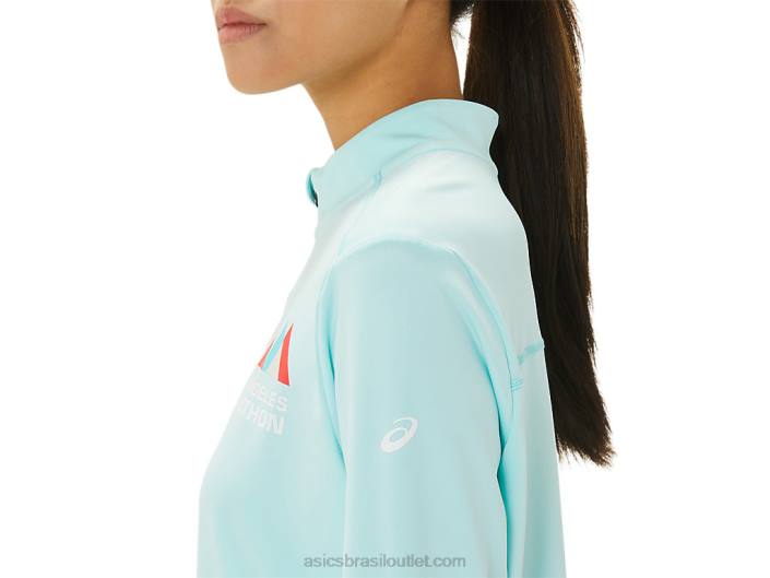 meia zip lam pronta para mulher 462T3307 azul claro/azul francês Asics