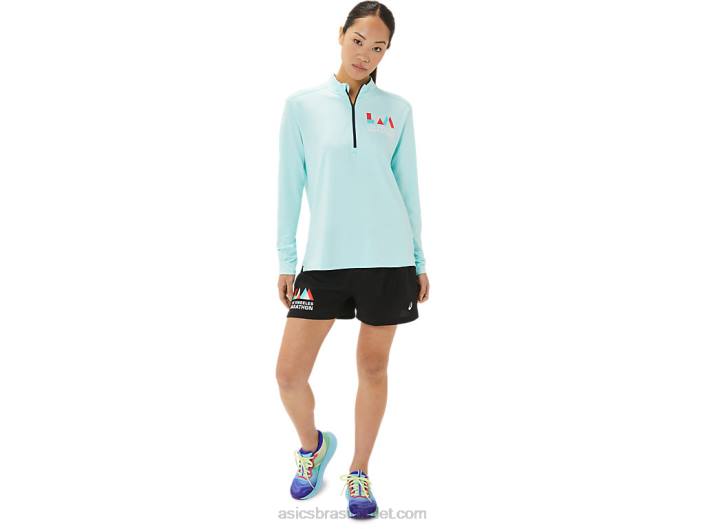meia zip lam pronta para mulher 462T3307 azul claro/azul francês Asics