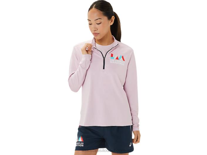 meia zip lam pronta para mulher 462T3316 quase rosa/azul francês Asics