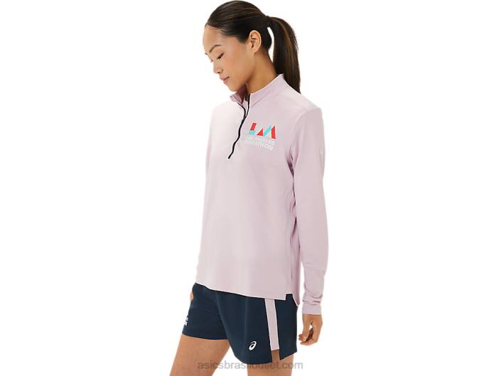 meia zip lam pronta para mulher 462T3316 quase rosa/azul francês Asics