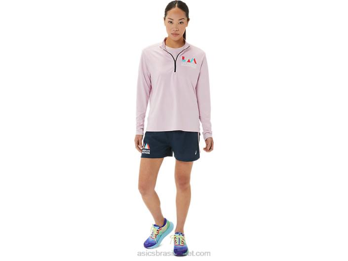 meia zip lam pronta para mulher 462T3316 quase rosa/azul francês Asics