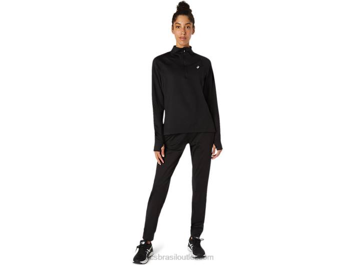 meio fecho de correr thermopolis de mulher 462T3618 desempenho preto Asics