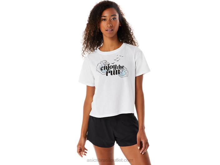 mulheres curtam a corrida manga curta 462T3142 branco brilhante Asics