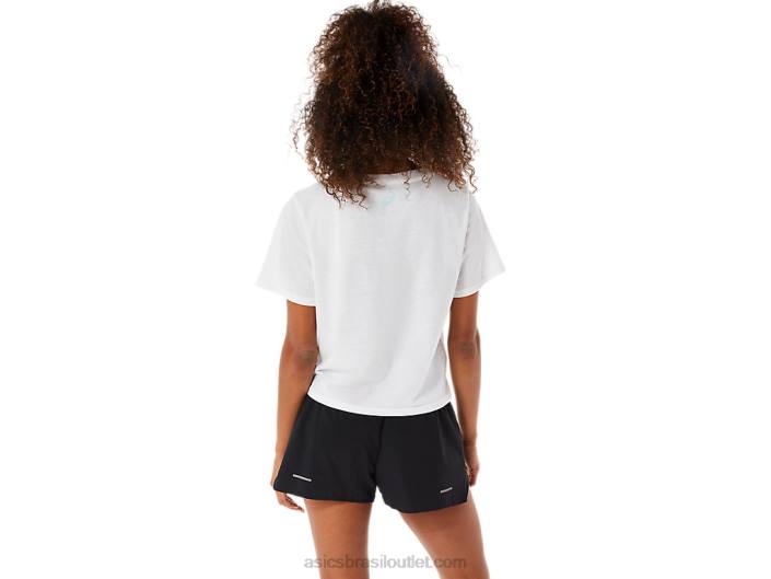 mulheres curtam a corrida manga curta 462T3142 branco brilhante Asics