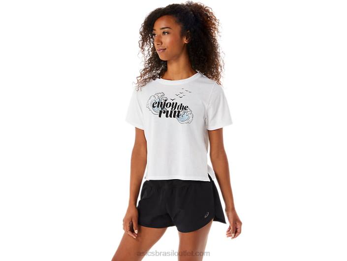 mulheres curtam a corrida manga curta 462T3142 branco brilhante Asics