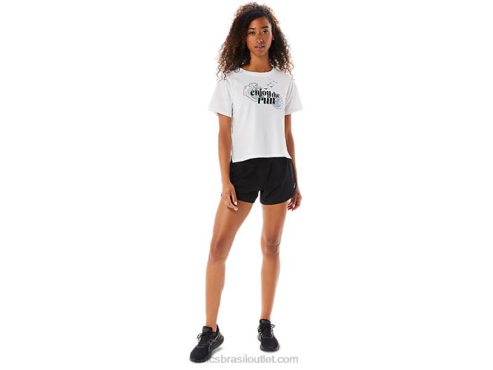 mulheres curtam a corrida manga curta 462T3142 branco brilhante Asics