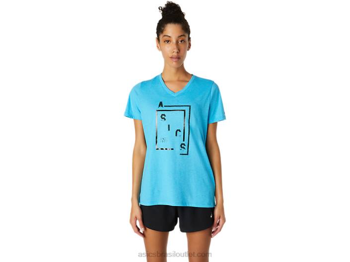 mulheres xg manga curta decote em v 462T4098 urze aqua digital Asics