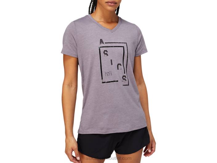 mulheres xg manga curta decote em v 462T4156 lilás/cinza Asics