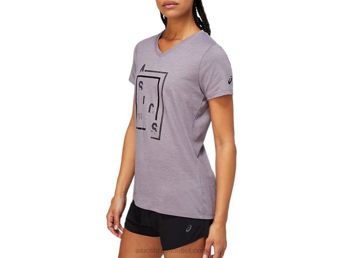 mulheres xg manga curta decote em v 462T4156 lilás/cinza Asics