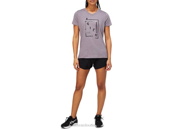mulheres xg manga curta decote em v 462T4156 lilás/cinza Asics