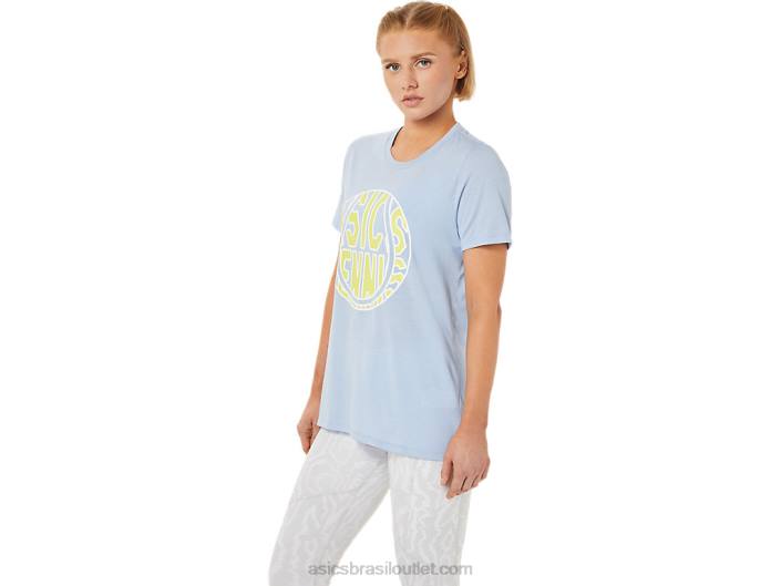 nova camiseta estampada strong 92 feminina 462T3761 névoa/brilho amarelo Asics