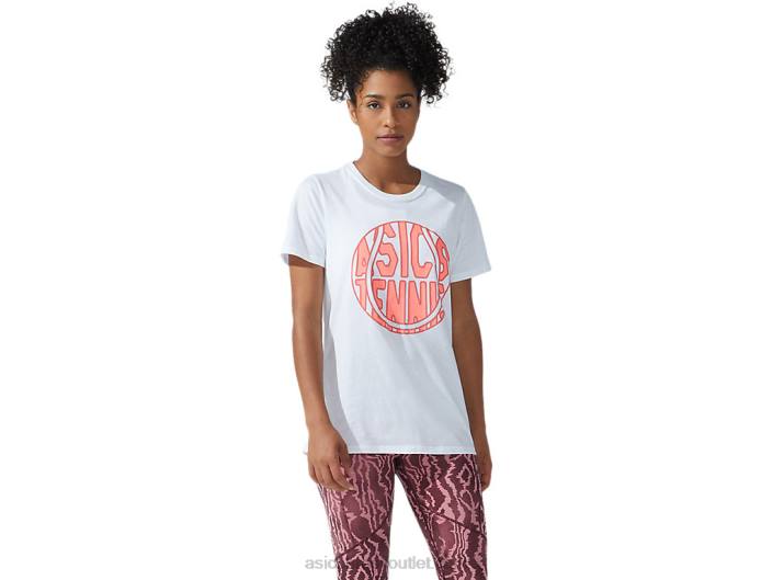 nova camiseta estampada strong 92 feminina 462T3782 coral branco brilhante/ardente Asics
