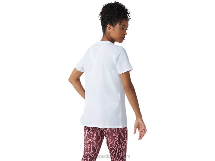 nova camiseta estampada strong 92 feminina 462T3782 coral branco brilhante/ardente Asics