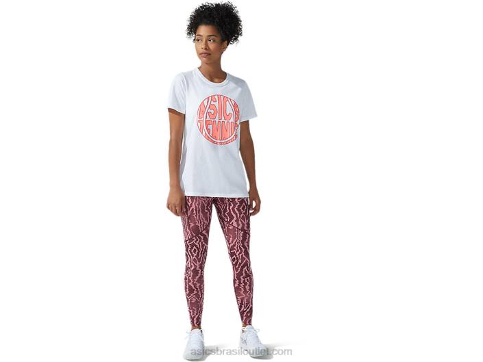 nova camiseta estampada strong 92 feminina 462T3782 coral branco brilhante/ardente Asics