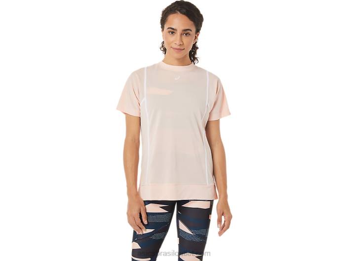 novo top de manga curta 92 forte para mulher 462T3281 brisa/brilhante branco Asics