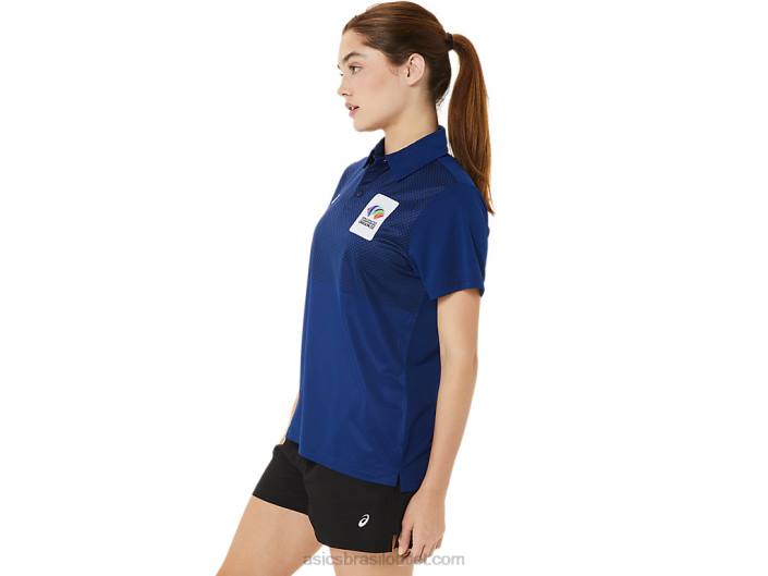 polo hexagonal degradê feminino wc 462T3214 azul escuro (pantone 281 c) Asics