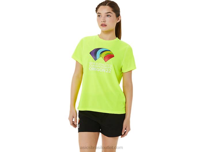 pronto-conjunto feminino ii manga curta wc 462T3220 amarelo de segurança Asics