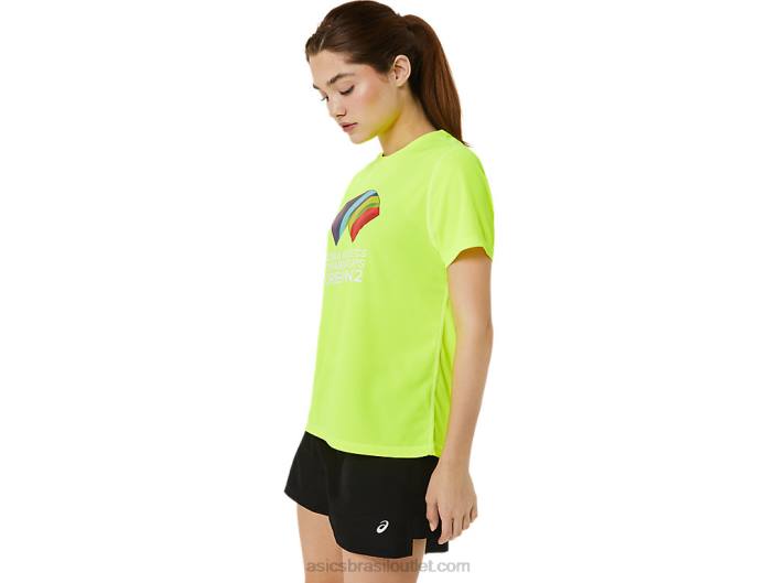 pronto-conjunto feminino ii manga curta wc 462T3220 amarelo de segurança Asics
