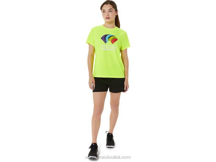 pronto-conjunto feminino ii manga curta wc 462T3220 amarelo de segurança Asics