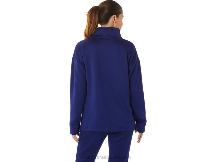 pulôver de tricô escovado feminino 462T2899 mergulho azul Asics