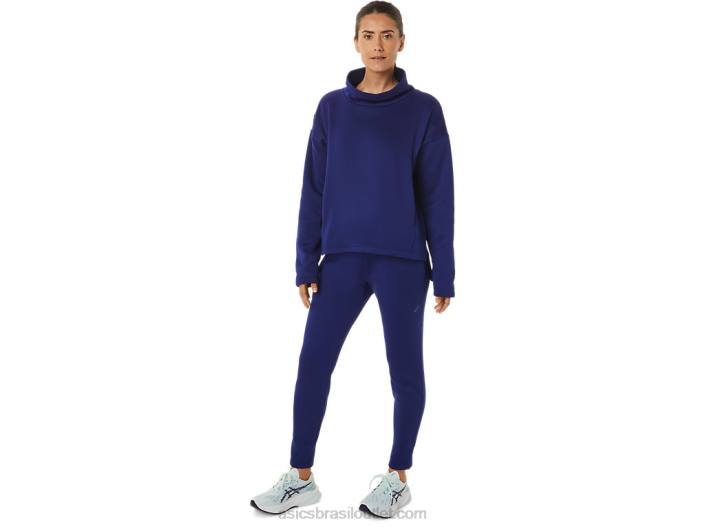 pulôver de tricô escovado feminino 462T2899 mergulho azul Asics