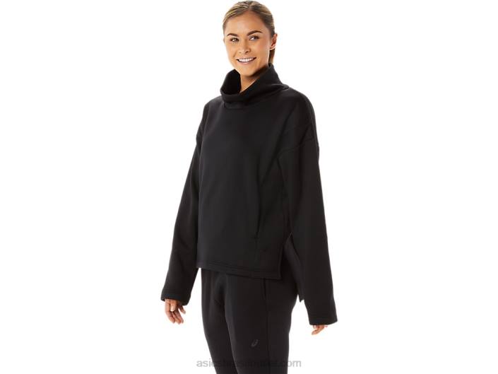 pulôver de tricô escovado feminino 462T2911 desempenho preto Asics