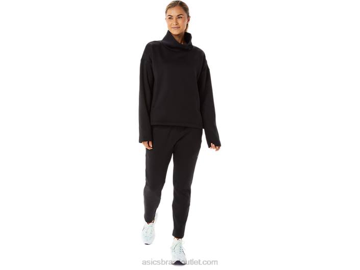 pulôver de tricô escovado feminino 462T2911 desempenho preto Asics
