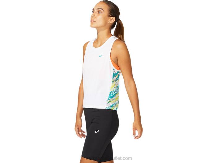 tanque de injeção de cor feminina 462T3967 jóia branca brilhante/báltico Asics