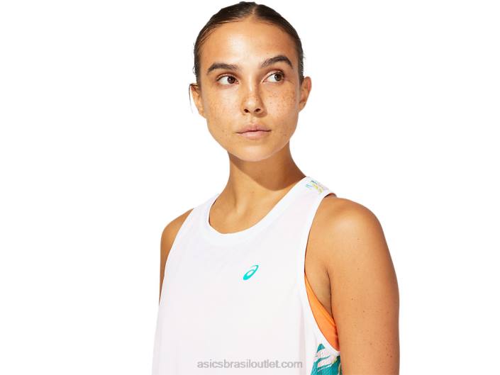 tanque de injeção de cor feminina 462T3967 jóia branca brilhante/báltico Asics