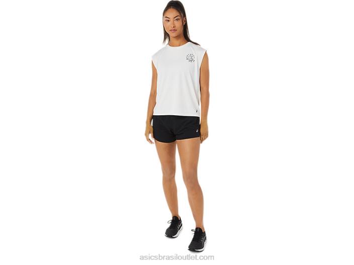 top de corrida de resíduos oceânicos feminino 462T3483 Branco natural Asics