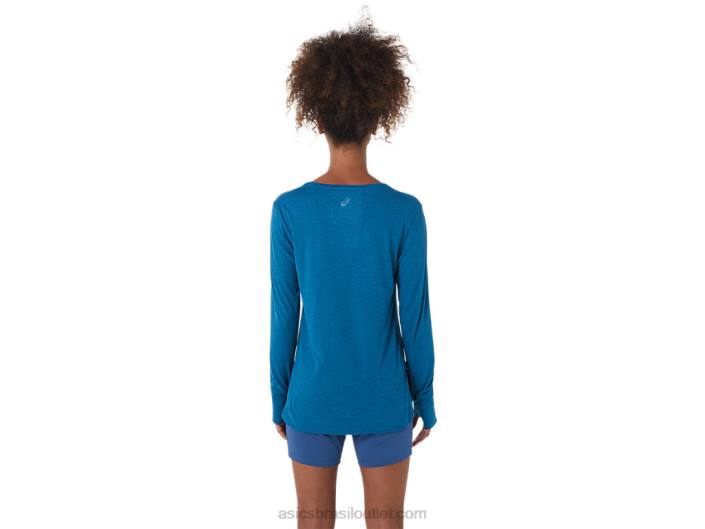 top de manga comprida urze feminino 462T2795 urze verde-azulado do mar profundo Asics