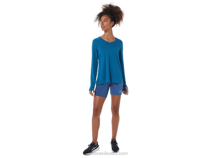 top de manga comprida urze feminino 462T2795 urze verde-azulado do mar profundo Asics
