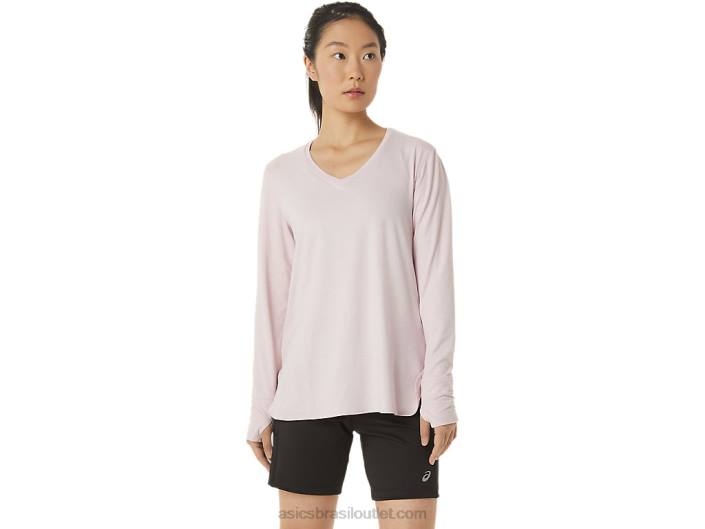 top de manga comprida urze feminino 462T3273 mal rosa urze Asics