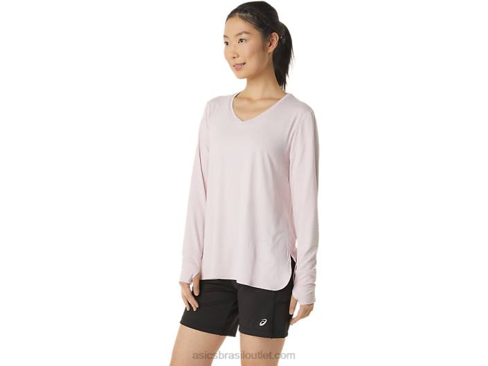 top de manga comprida urze feminino 462T3273 mal rosa urze Asics