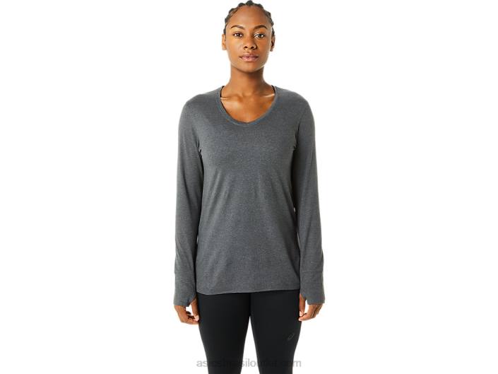 top de manga comprida urze feminino 462T3690 urze cinza escuro Asics