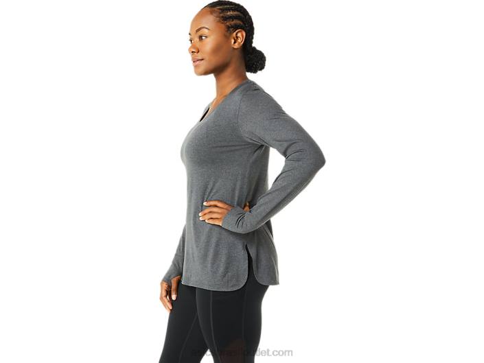 top de manga comprida urze feminino 462T3690 urze cinza escuro Asics