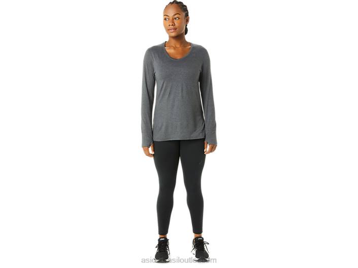 top de manga comprida urze feminino 462T3690 urze cinza escuro Asics