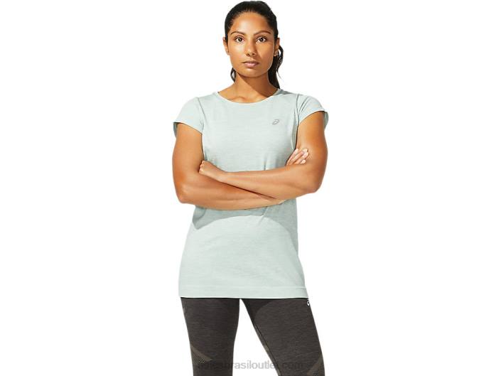 top de manga curta corrida sem costura feminino 462T3960 ardósia cinza Asics
