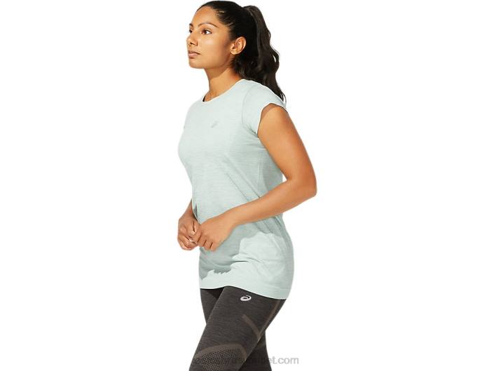 top de manga curta corrida sem costura feminino 462T3960 ardósia cinza Asics
