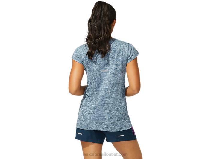 top de manga curta corrida sem costura feminino 462T4040 azul francês Asics