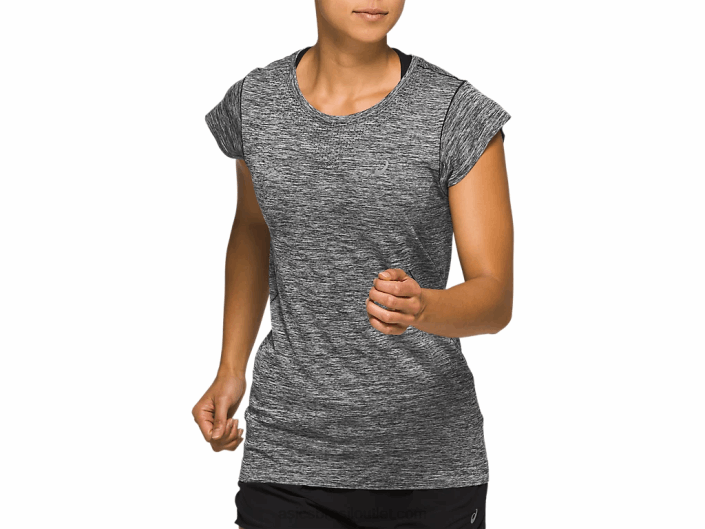 top de manga curta corrida sem costura feminino 462T4126 desempenho preto Asics