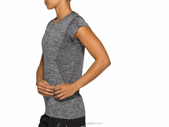 top de manga curta corrida sem costura feminino 462T4126 desempenho preto Asics