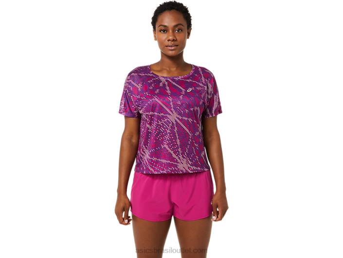 top de manga curta feminino sakura 462T3329 yo zakura aop Asics