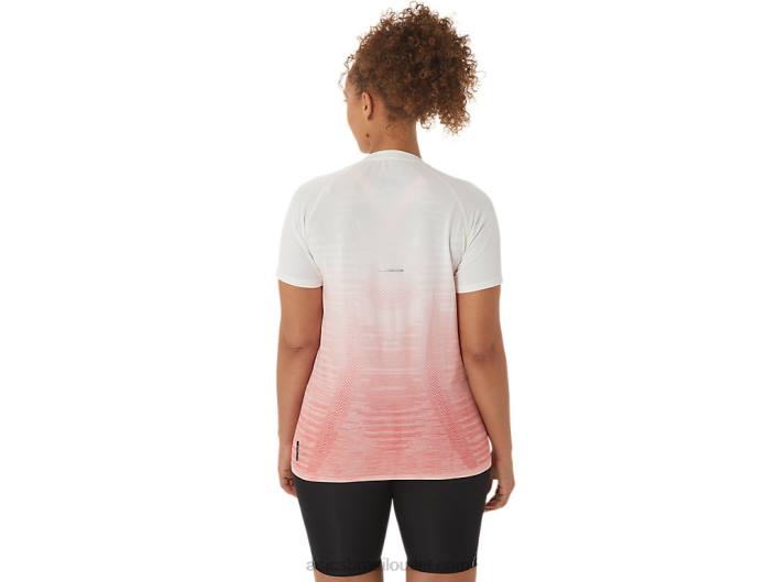 top de manga curta feminino sem costura 462T2441 creme/mamão Asics