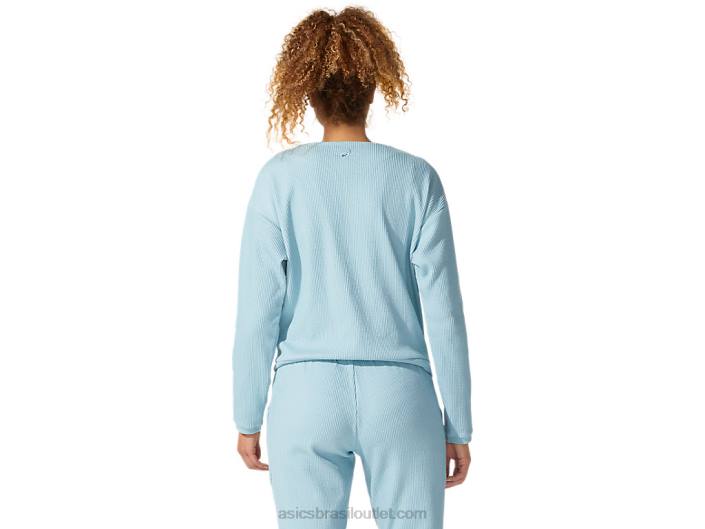 top de suor macio elástico feminino 462T4053 fumaça azul Asics
