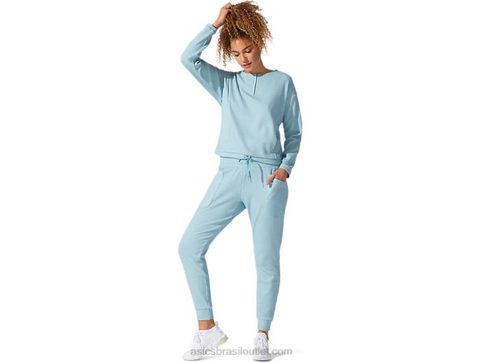 top de suor macio elástico feminino 462T4053 fumaça azul Asics
