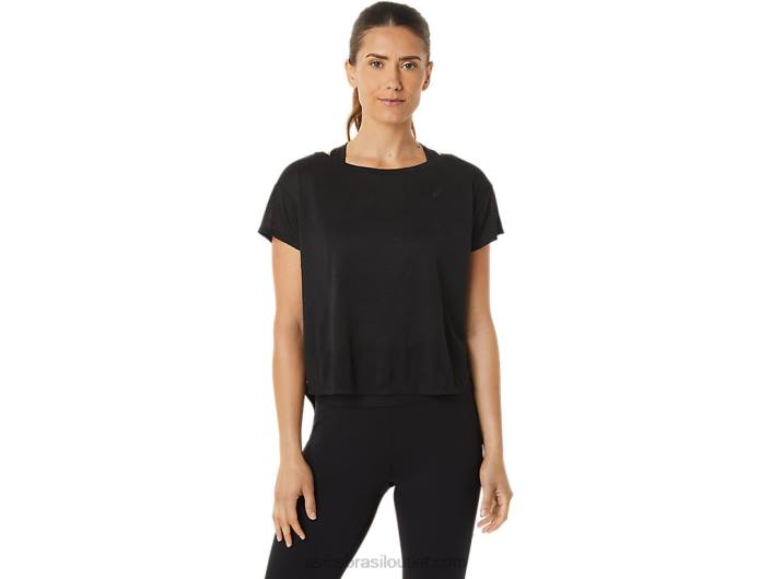 top feminino de manga curta em jacquard movekoyo 462T2763 desempenho preto Asics