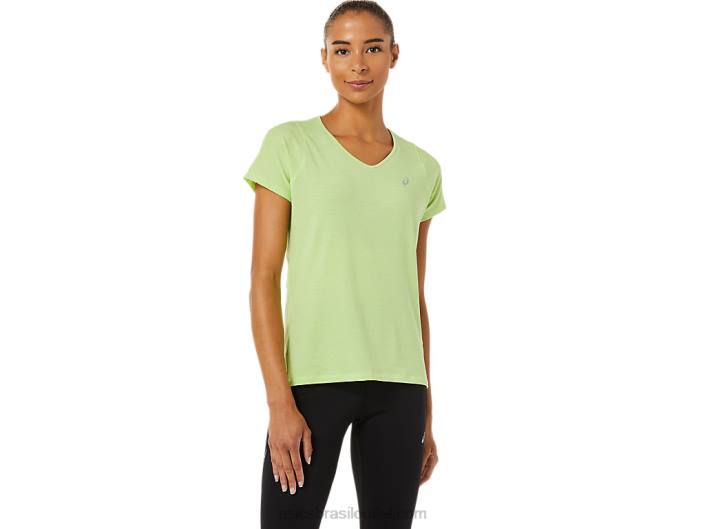 top feminino manga curta com decote v 462T3370 verde limão Asics