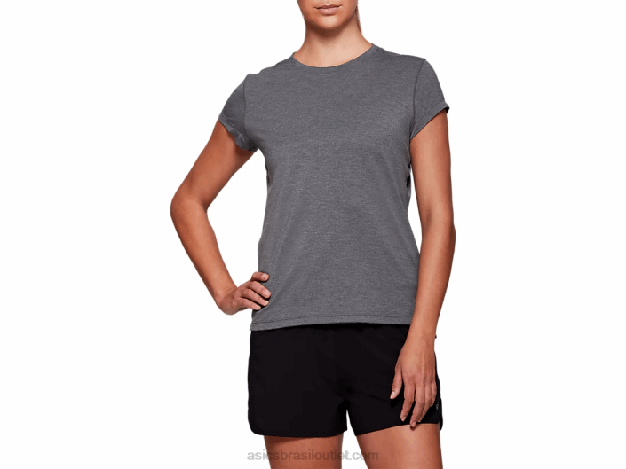 top feminino manga curta dorai 462T4035 urze cinza escuro Asics